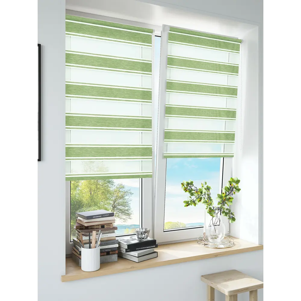 Штора рулонная день-ночь Дэли 140x175 см салатовая MIAMOZA STLM-2145863 - Вид №3