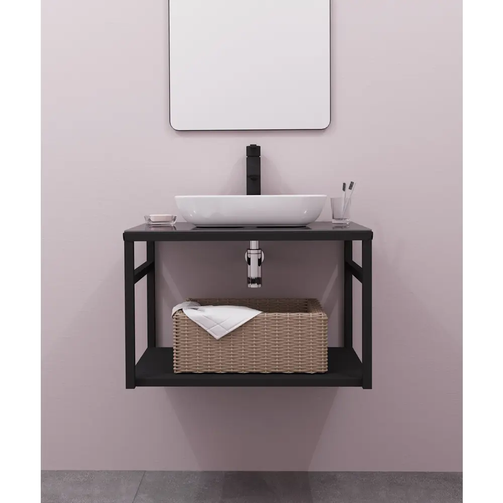 Полка для опоры Ferro 60 см стекло цвет чёрный Santreyd STLM-2162580 - Вид №5