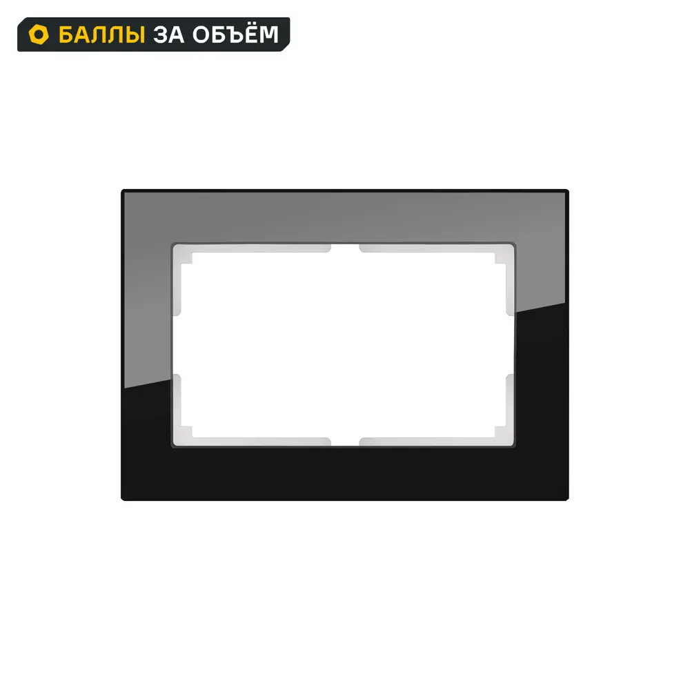 Рамка для розеток и выключателей Werkel Favorit 2 поста цвет черное стекло STLM-2128913
