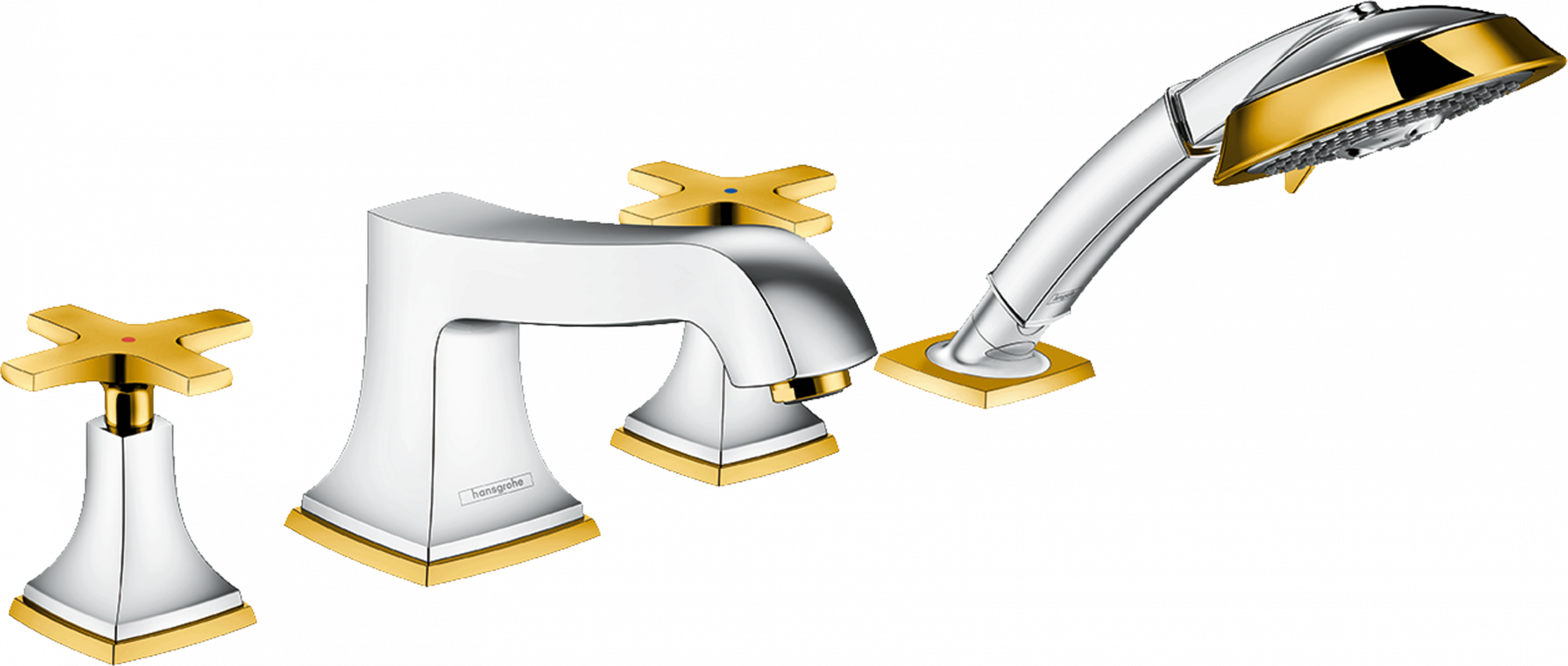 31449090 Metropol Classic Смеситель на край ванны на 4 отверстия с поперечными ручками Hansgrohe 