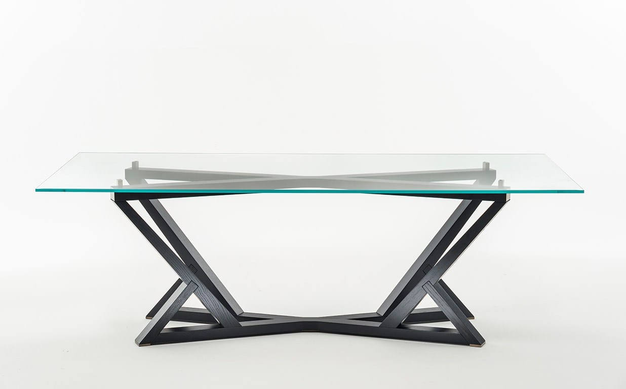 Прямоугольный обеденный стол из дерева и стекла OAK Милан ARCH-00113451 - Вид №1