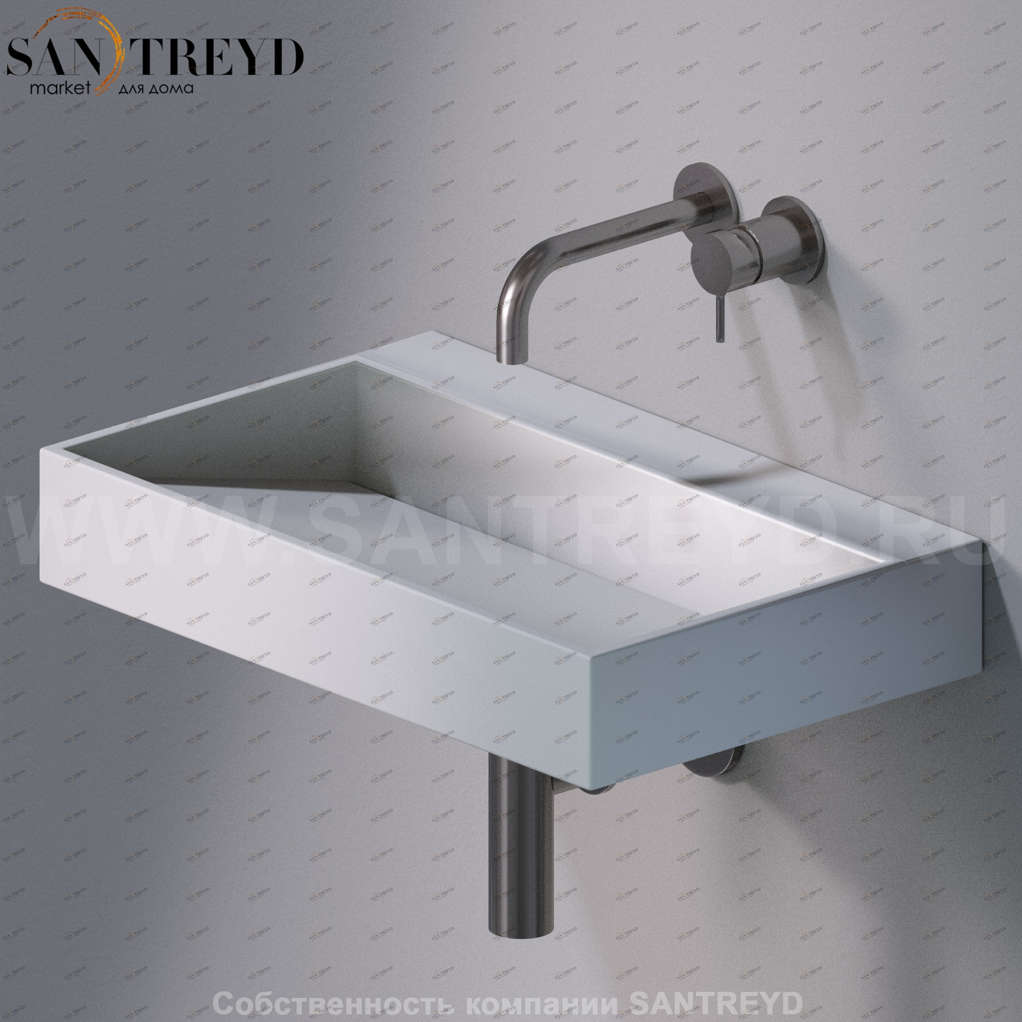 L010T1RPV4.117 Подвесная раковина настенная прямоугольная A. e T. Italia P35 серая AeT ITALIA