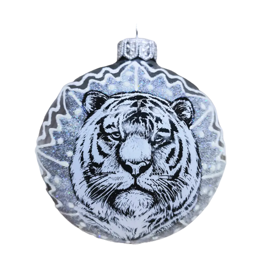 Шар ёлочный Christmas "Величественный тигр" ø8 см стекло КУ-80-214107 82720444 STLM-2042916 Santreyd  - Вид №1