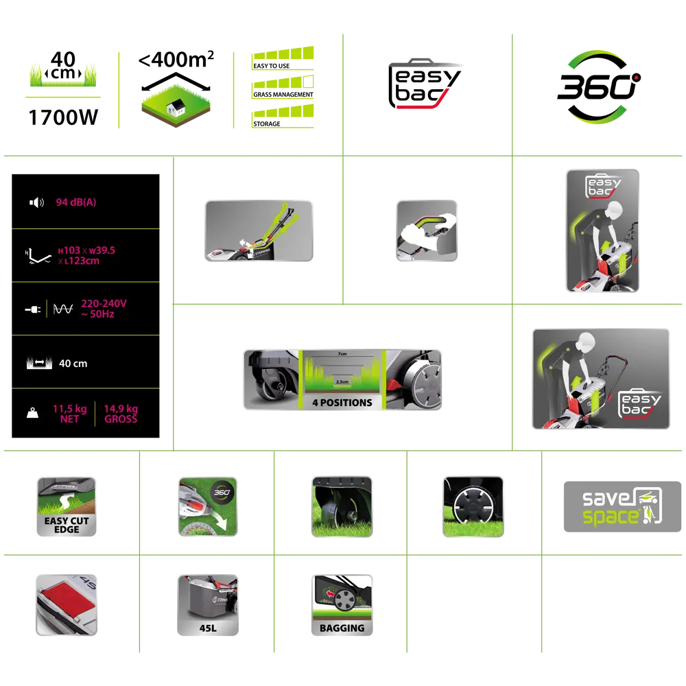 Газонокосилка электрическая самоходная Sterwins ELM2-46SP.4, 1800 Вт, 46 см STLM-2043776 - Вид №13