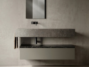 Подвесной одиночный умывальник с подвесным комодом