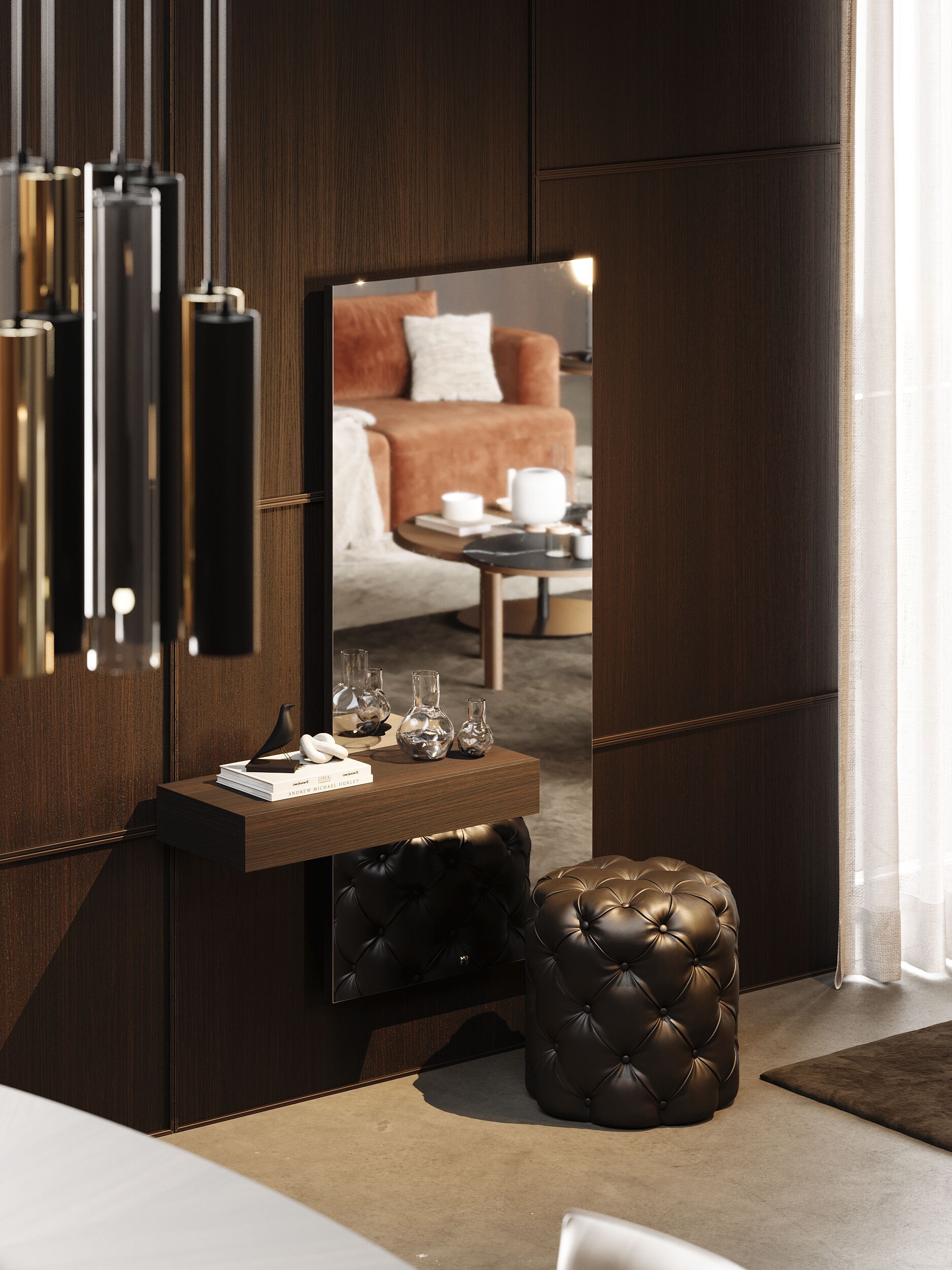 Деревянный шкаф для прихожей с настенным зеркалом Laskasas Origin ARCH-00126660 - Вид №2