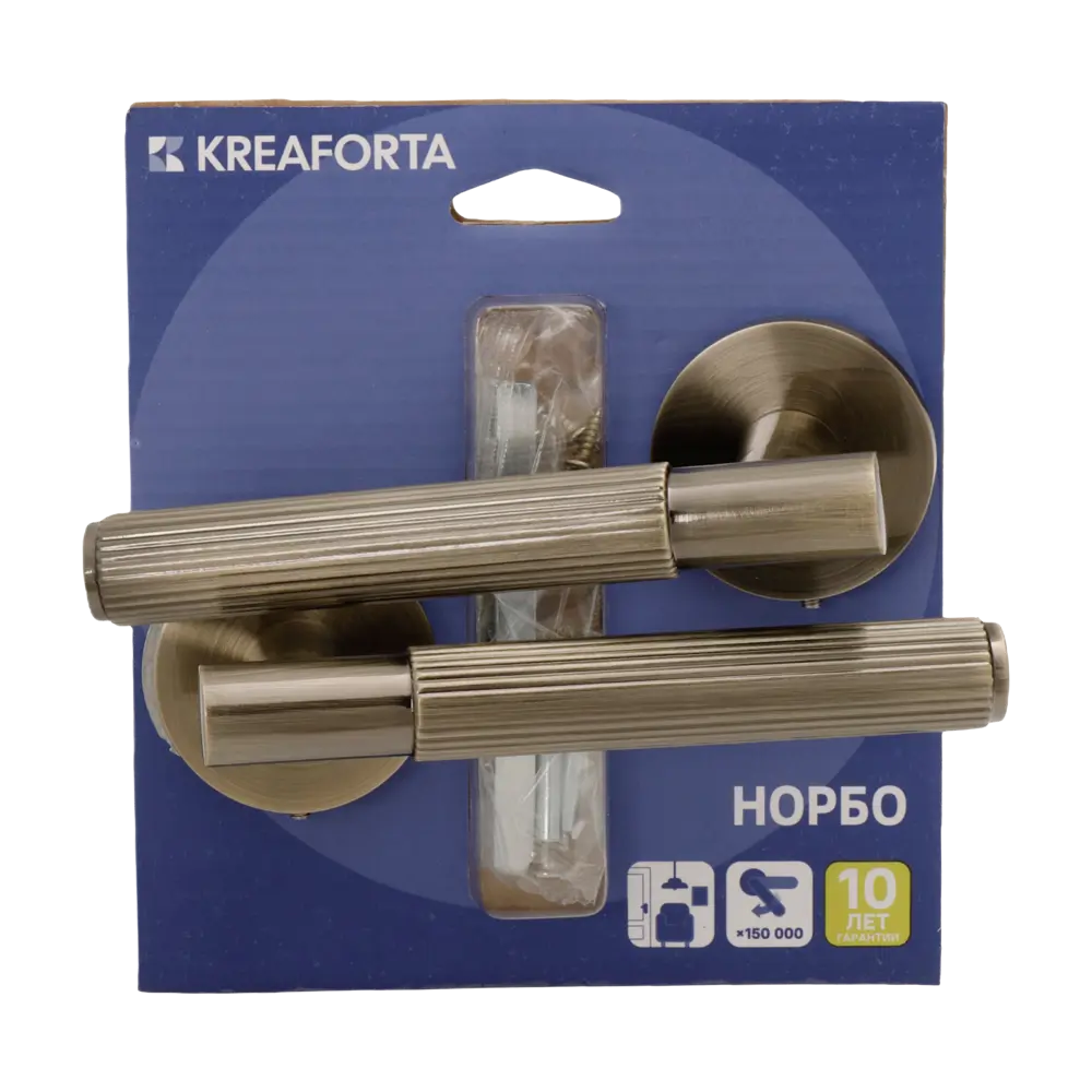 Дверная ручка на розетке KREAFORTA Норбо без запирания цвет бронза STLM-2040301 - Вид №2