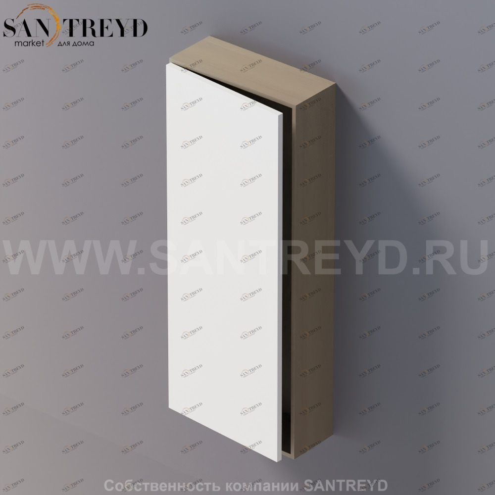 LIFT Модульный шкаф 100 см с левой дверью на доводчиках. Модули могут располагаться горизонтально и вертикально. Отделка: серый дуб и белая краска. AMOB053LZRCSX Agape