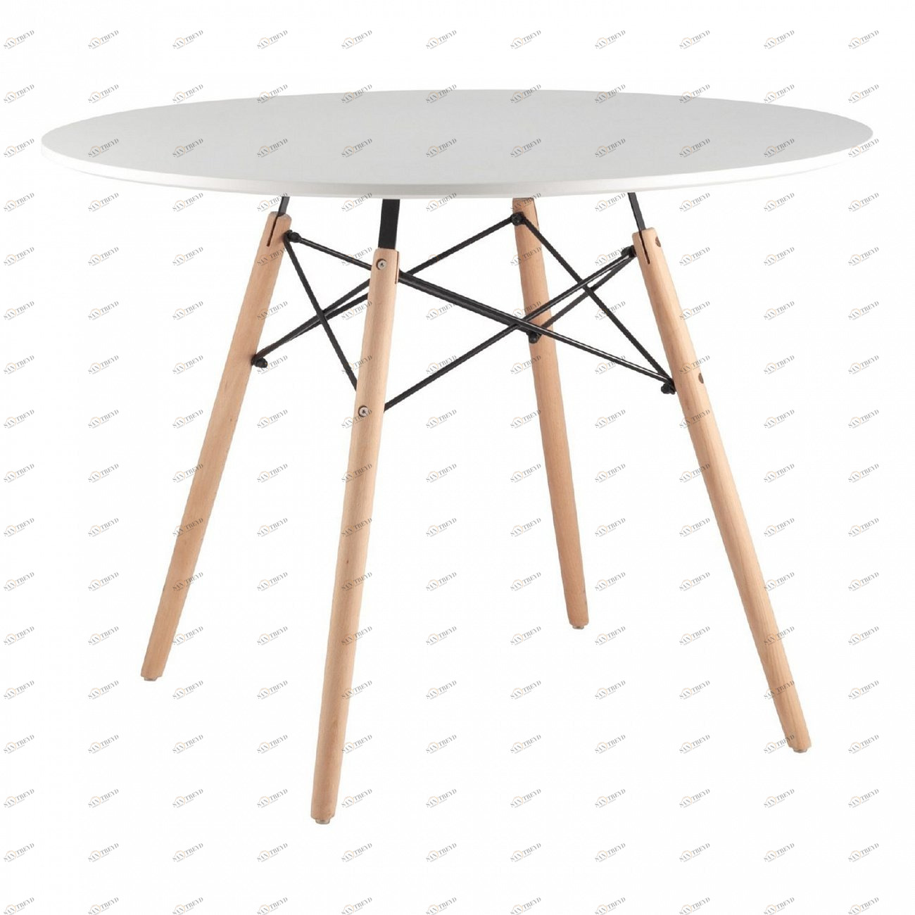 Обеденный стол круглый белый 100 см с деревянными ножками Eames DSW EAMES EAMES DSW 00-3881919 Белый 