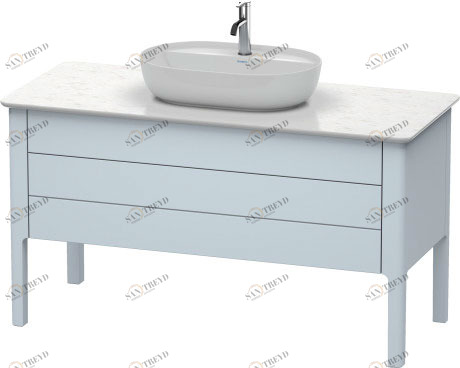 LU956609797 Тумбочка для консоли напольная Luv #LU9566 1338 x 570 мм Светло-голубой шелковисто-матовый лак Duravit