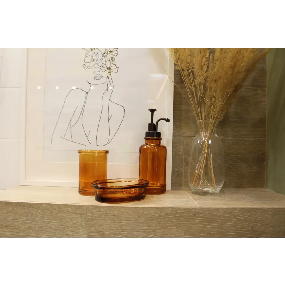 Стакан для зубных щёток Raindrops «Янтарь» стекло цвет янтарный STLM-2023062 - Вид №3