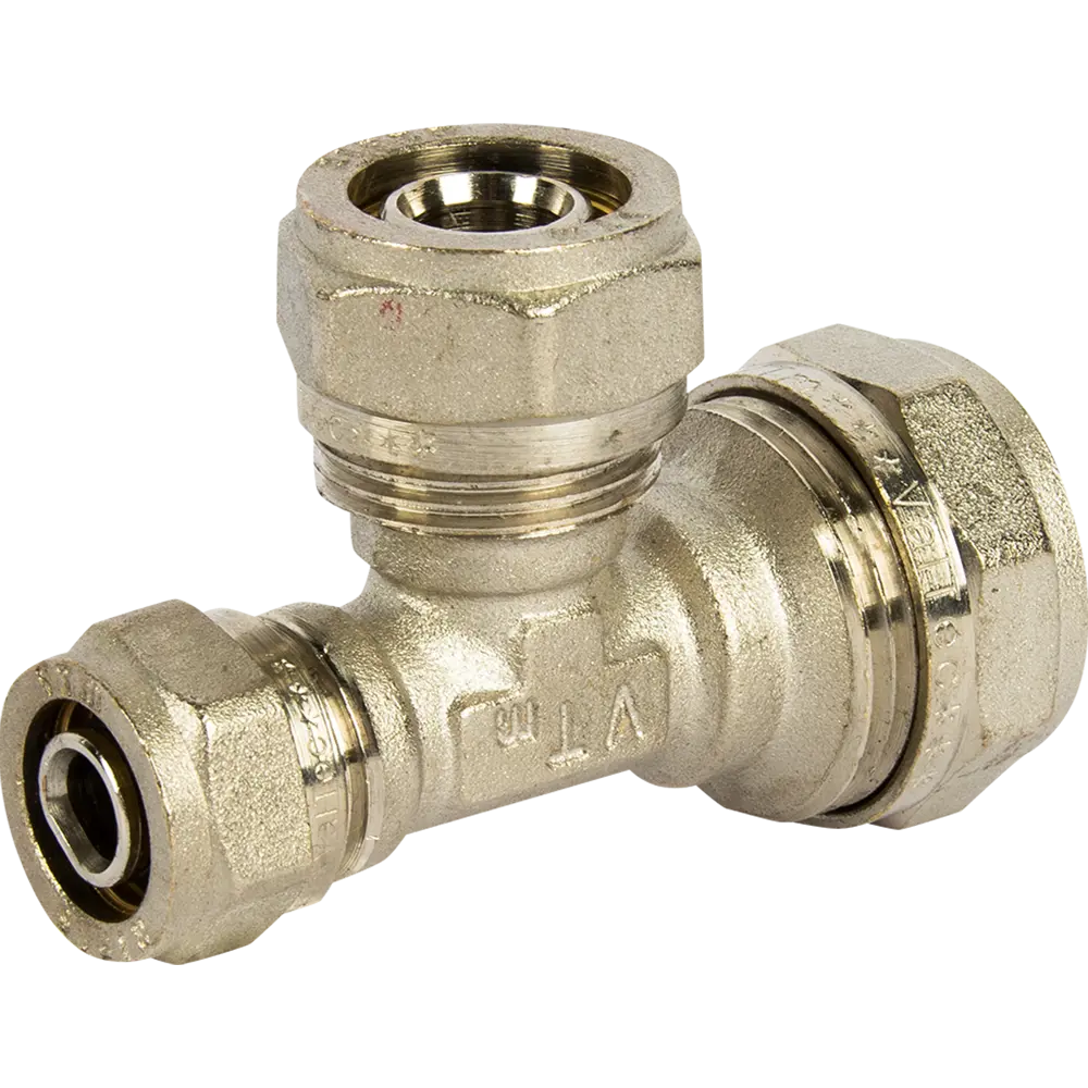 Тройник переходной Valtec 26x20x16 мм никелированная латунь VTM.331 STLM-2156264