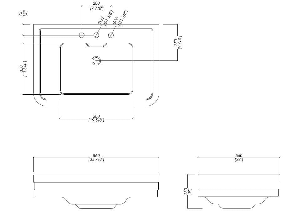 Прямоугольная раковина на колонне Devon&Devon ARCH-00078499 - Вид №7