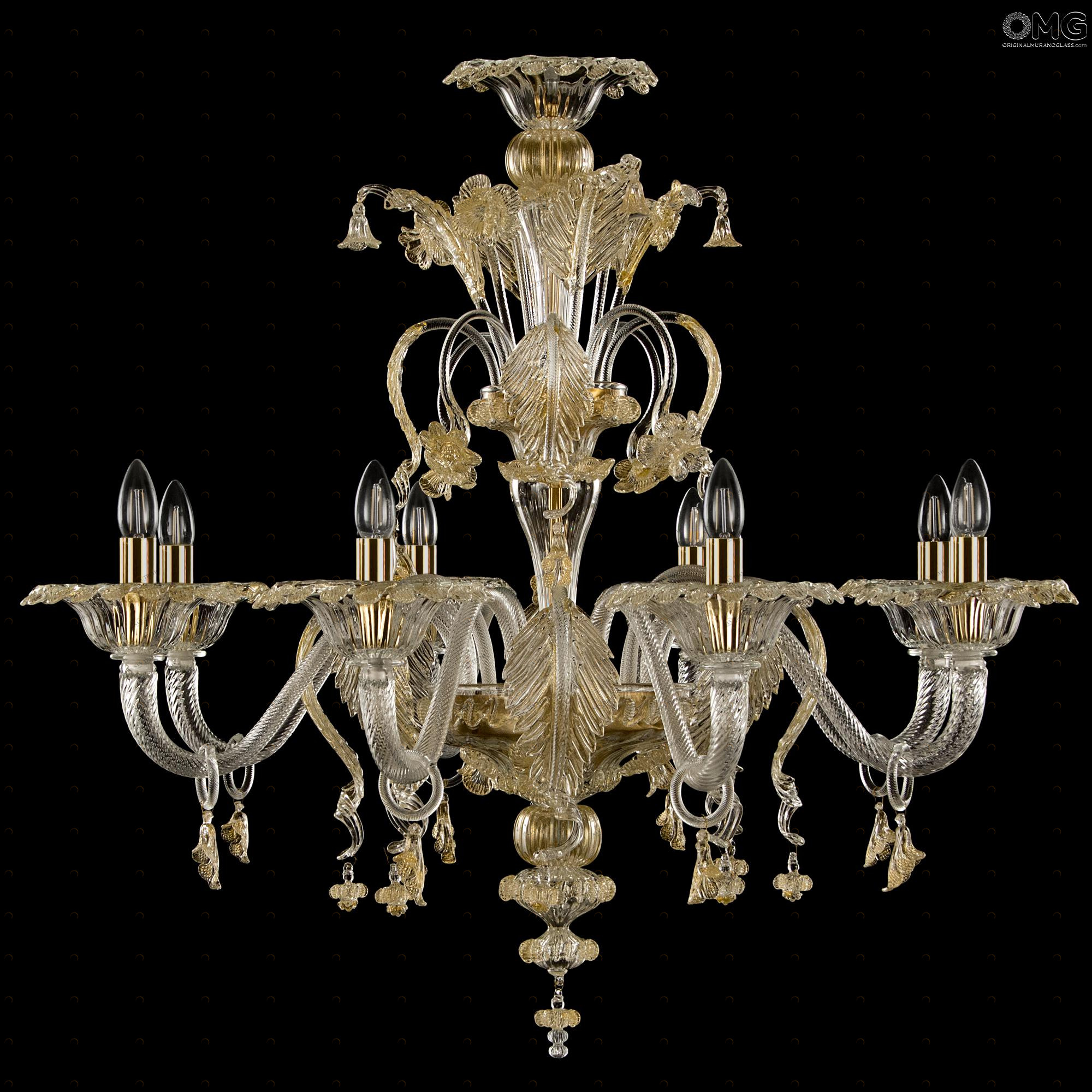 3406 ORIGINALMURANOGLASS Люстра Аида Голд - Флорал - муранское стекло OMG  см CLASSICO