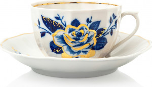 10621577 Промыслы Вербилок Чайная пара "Ночные цветы" Фарфор, Керамика