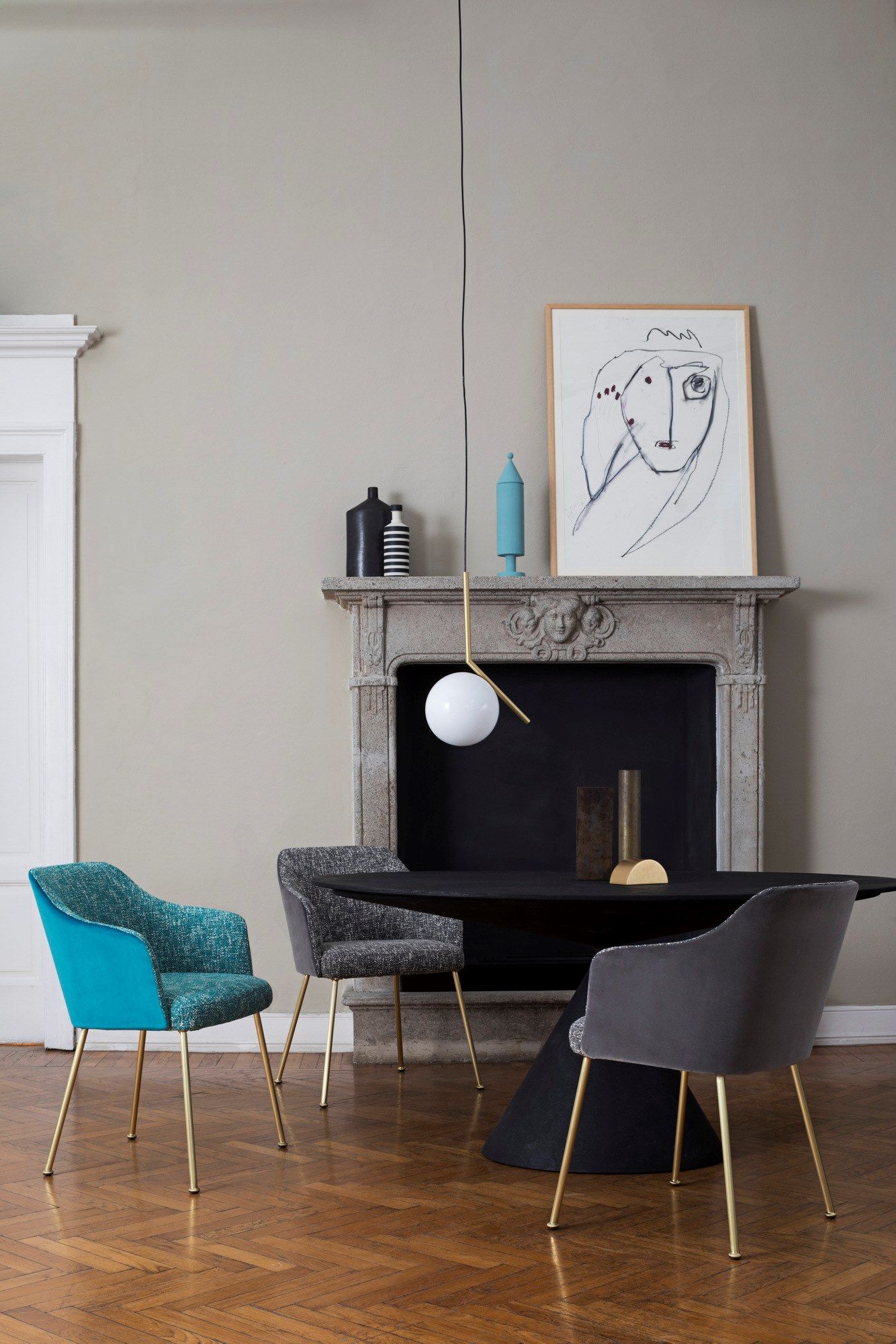 Мягкий тканевый стул с подлокотниками Saba Italia ARCH-00029731 - Вид №2