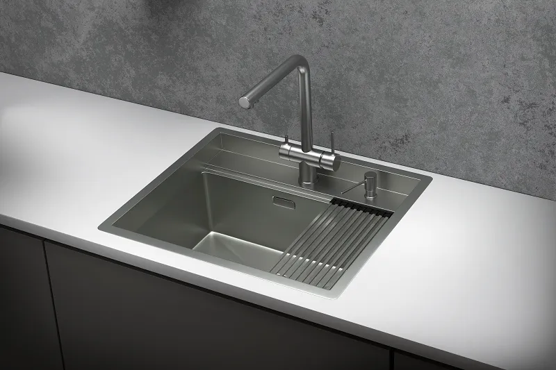 KS-6051, СТАЛЬ МАТОВАЯ , стальная кухонная мойка KITCHEN SPACE GRANULA 6051-ST354