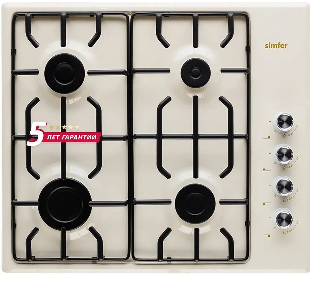 90356323 Газовая варочная панель Simfer H60Q40R471 60 см 4 конфорки цвет бежевый STLM-0198624