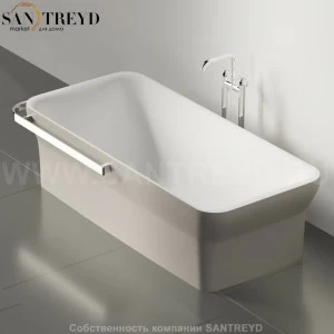 Ванна свободностоящая NOVECENTO с 1 держателем для полотенца серая