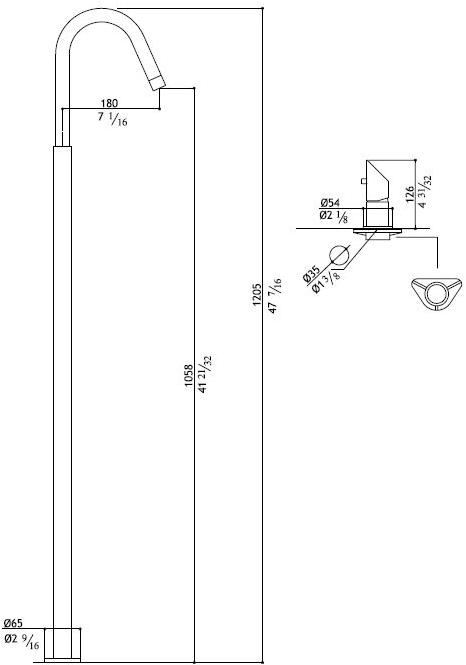 MGS Смеситель для раковины напольный однорычажный из нержавеющей стали Contemporary sun-id-1438400 - Вид №5