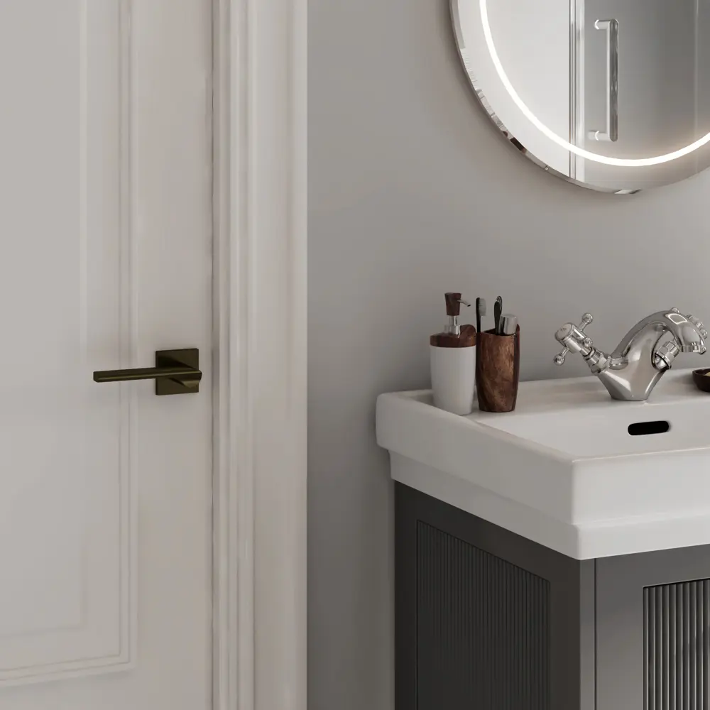 Дверная ручка на розетке KREAFORTA Паудер без запирания цвет бронза STLM-2012203 - Вид №4