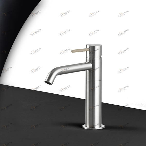 Смеситель для раковины сталь матовая с бежевой ручкой Toki Radomonte TKS2SCIL18