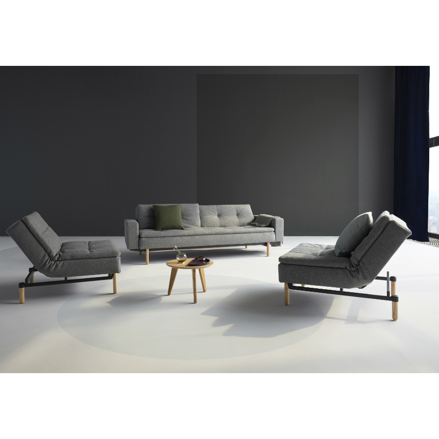 Кресло Dublexo с ножками Stem из светлого дерева и черной рамой, темно-серый Innovation Living DUBLEXOCH563 - Вид №1