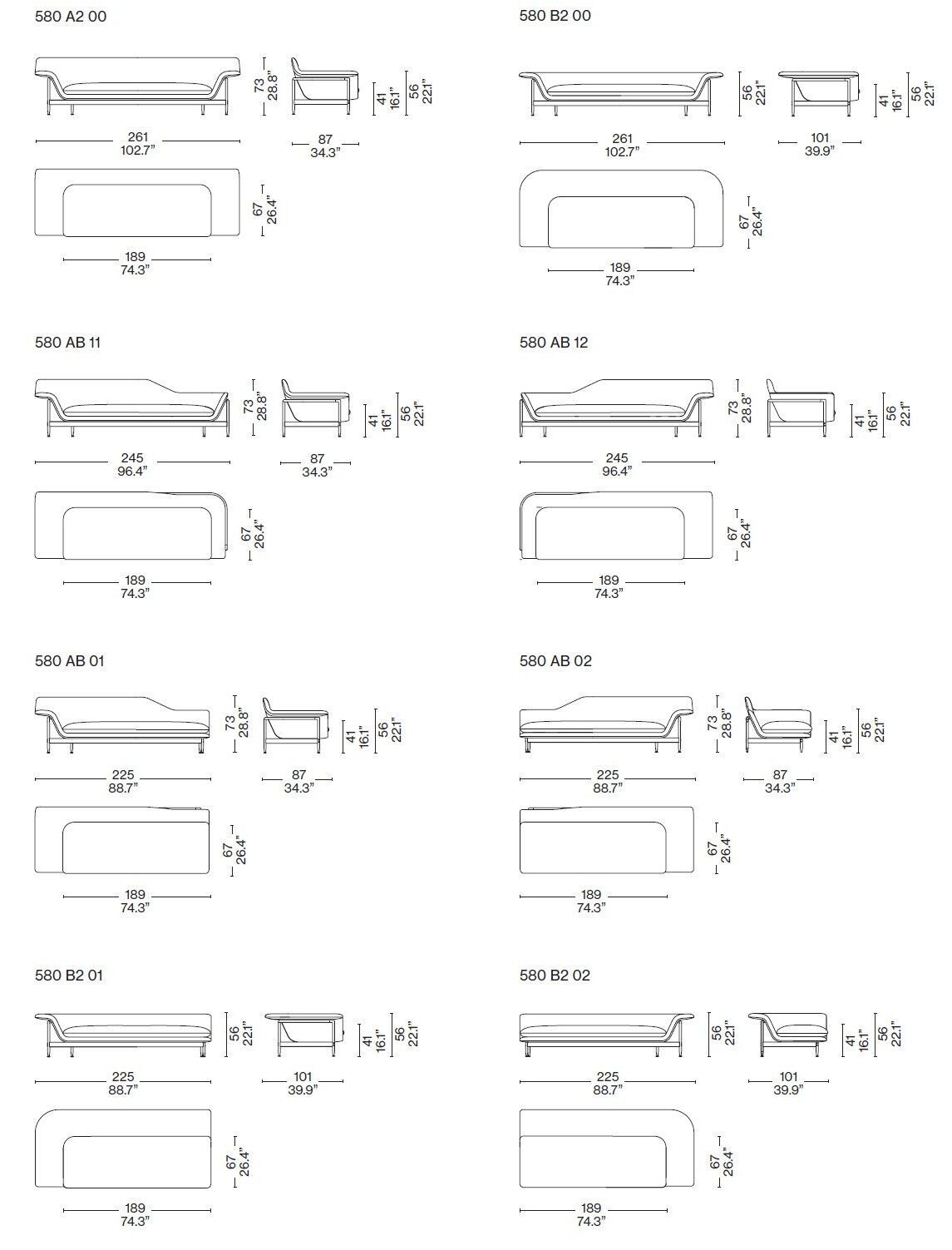 Ткань диван CASSINA Esosoft ARCH-00103480 - Вид №12