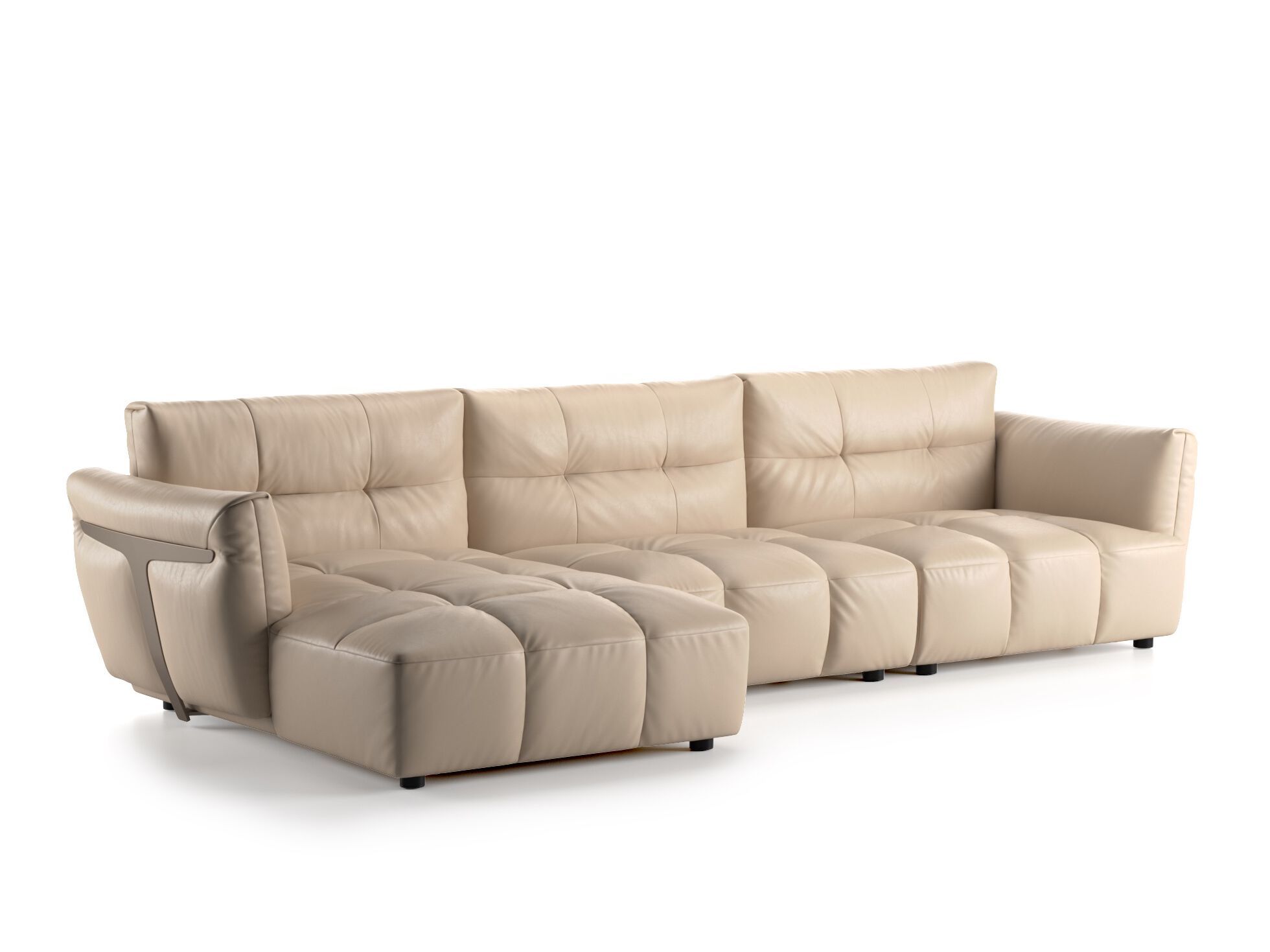 3-местный кожаный диван с полуостровом Natuzzi Italia Герман ARCH-00042837