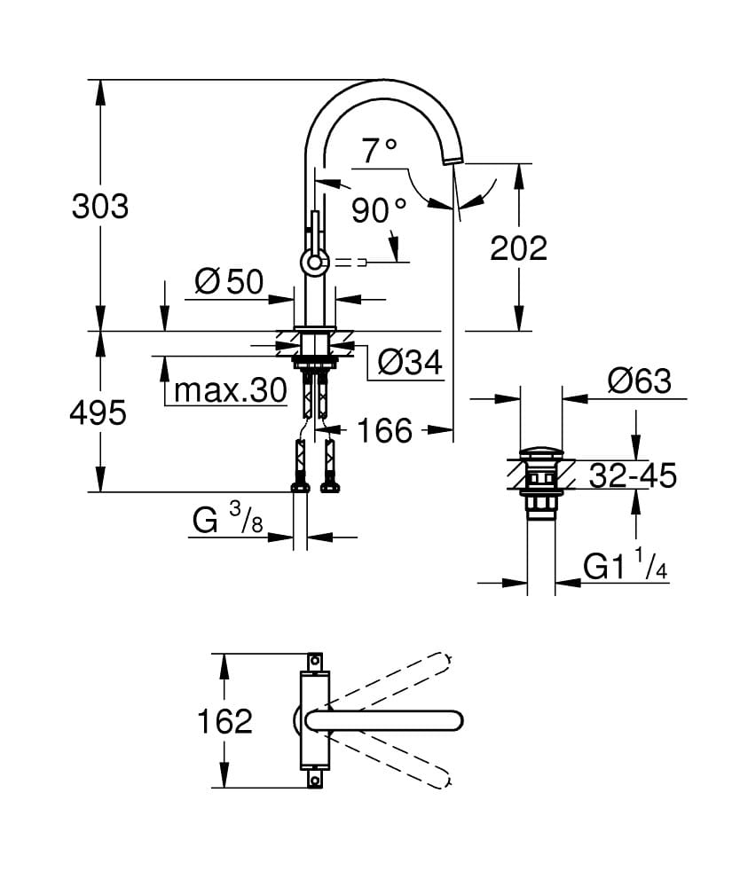 Смеситель для раковины с раздельными розетками Grohe Атриум ARCH-00094136 - Вид №5