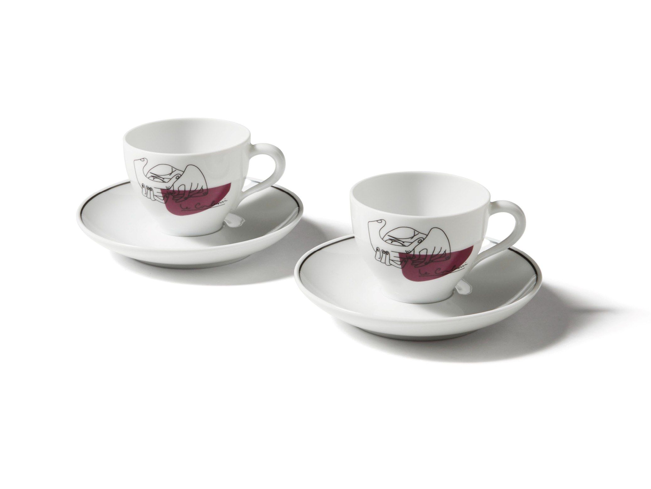 Набор фарфоровых кофейных чашек с блюдцем CASSINA Gnr Service Prunier ARCH-00009042