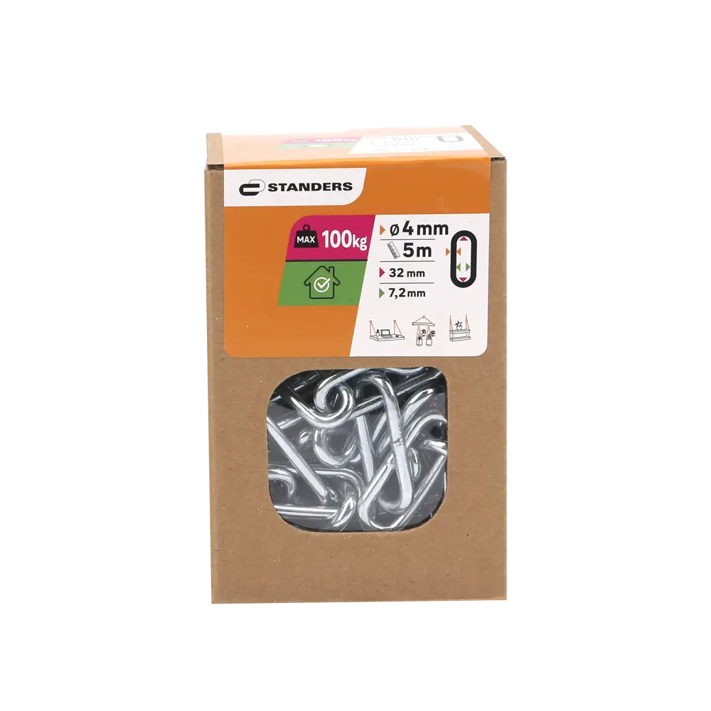 Цепь Standers оцинкованная сталь длинное звено 4 мм 5 м/уп STLM-2141746 - Вид №3