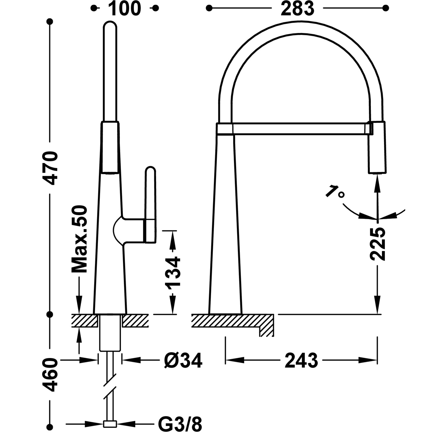 КУХОННЫЙ смеситель с одной ручкой и гибким изливом для кухни-23048702 TRES Kitchen - Вид №1