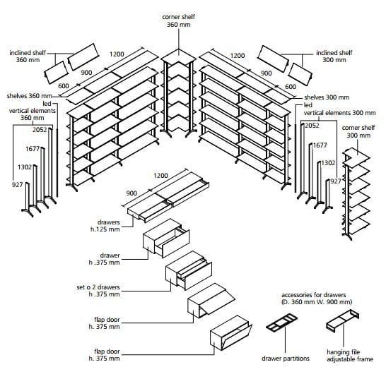 Алюминиевый модульный книжный шкаф Alias Aline ARCH-00111535 - Вид №3