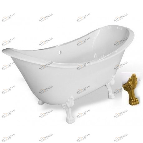 Ванна из мрамора Aquastone Лиона на белых ножках LIONANANOZHKAHBEL