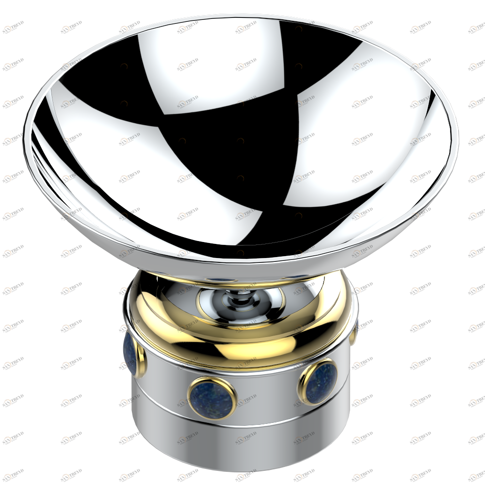 A1K-544 Мыльница на подставке, диаметр : 100 мм Thg-paris Amboise с лазуритом Хром/золото A1K-544 CAT.A