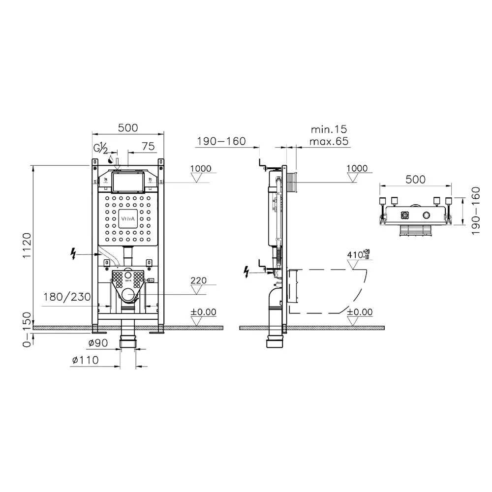 Комплект инсталляция с унитазом Vitra Allegro 87071809 STLM-2198446 - Вид №6