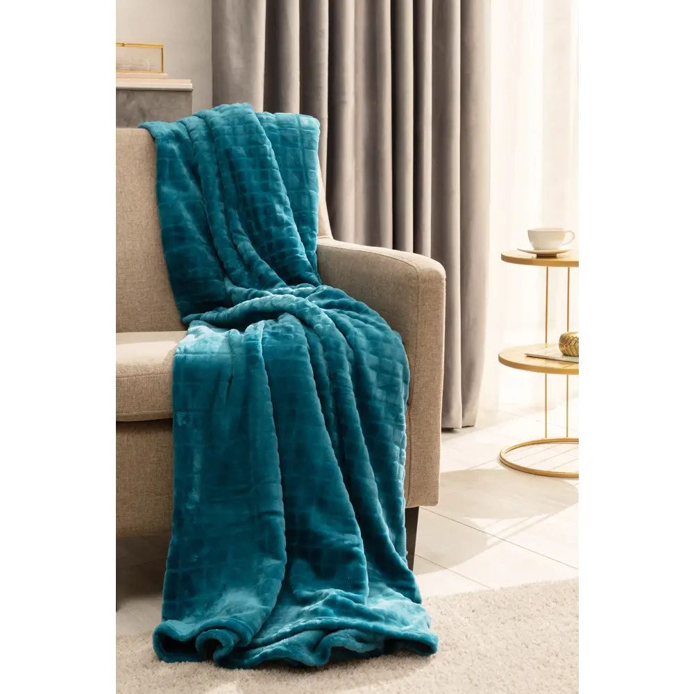 Плед Cuatro 200x220 см микрофибра цвет бирюзовый Santreyd STLM-2145065 - Вид №3