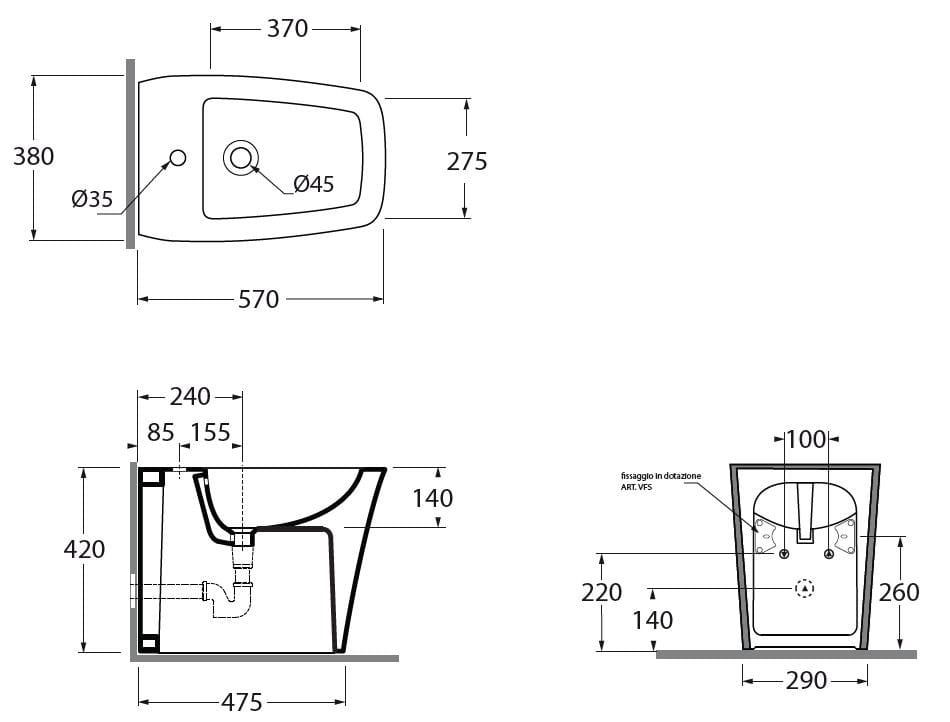 Напольное керамическое биде Azzurra Ceramica Hera ARCH-00096234 - Вид №4