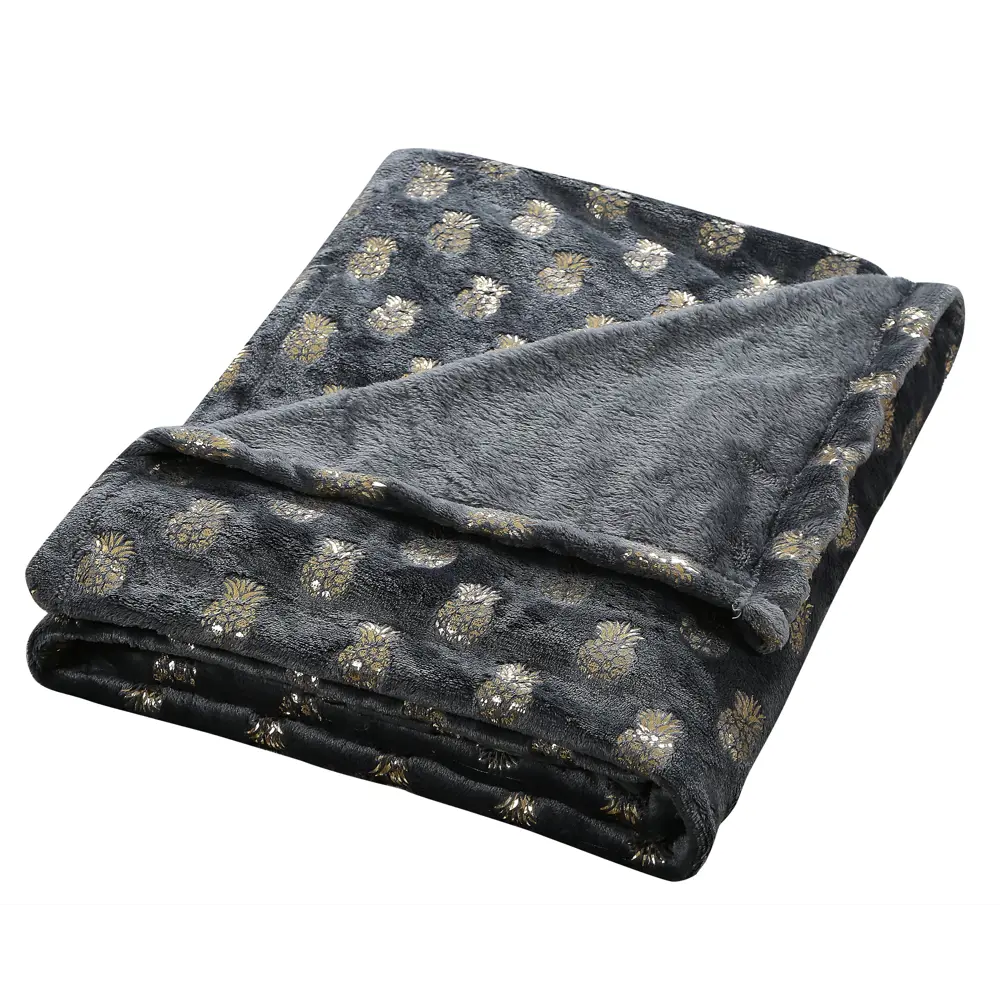 Плед Pineapples 150x200 см велсофт цвет графит Santreyd Новый Год STLM-2061755 - Вид №2