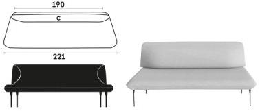 Capdell Скамья со спинкой, обитая тканью Insula sun-id-1344877 - Вид №1