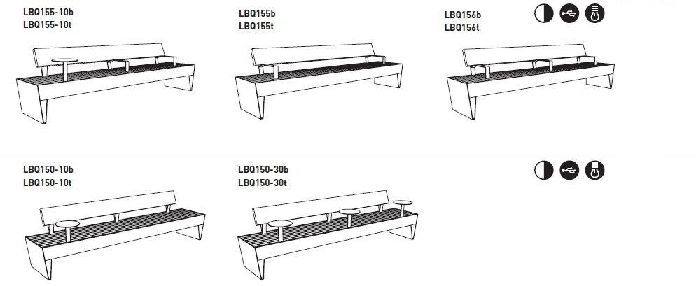 mmcité1 Скамья со встроенным освещением со спинкой Blocq sun-id-1514137 - Вид №5
