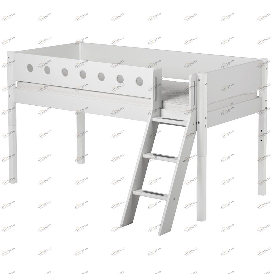 Кровать Flexa White с наклонной лестницей, 190 см, белая 801731040