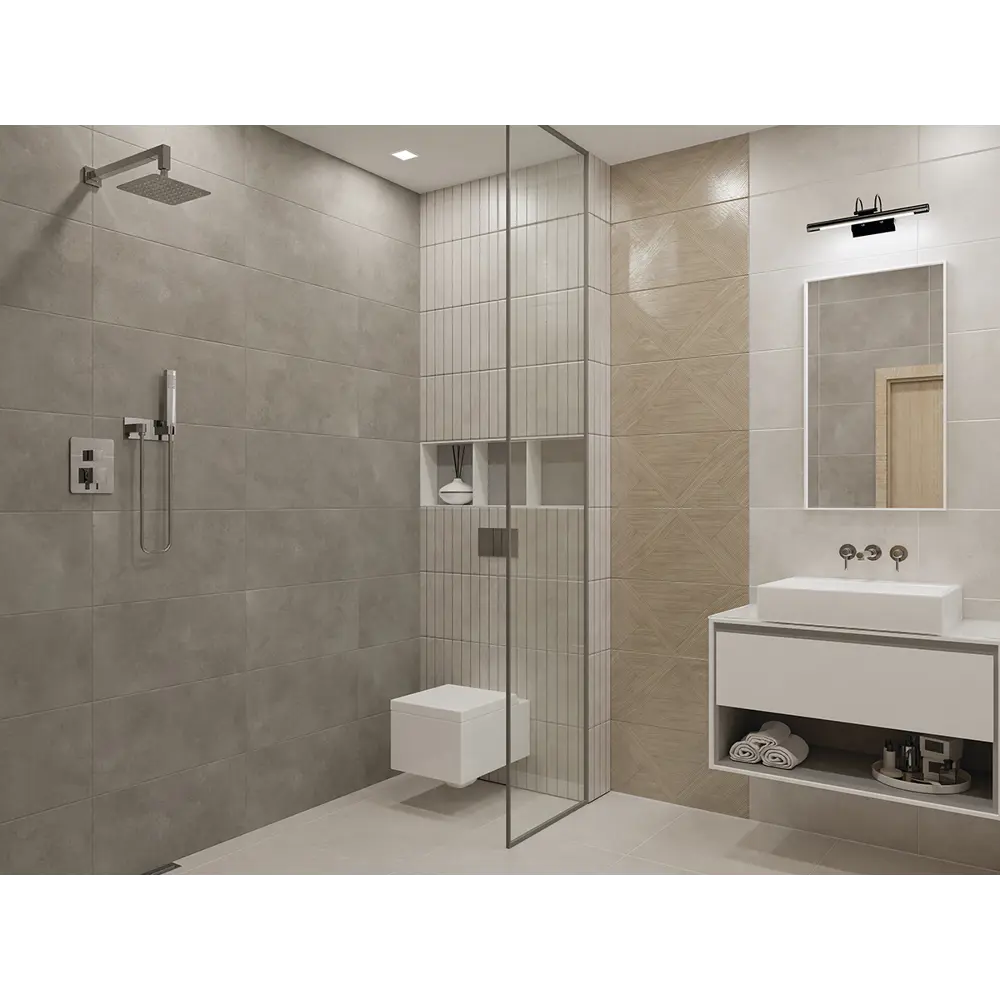 Плитка настенная Azori Cemento Shadow 31.5x63 см 1.59 м² матовая цвет темно-серый STLM-2039029 - Вид №5
