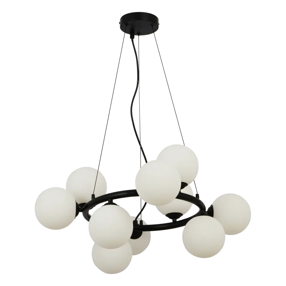 Люстра подвесная Galana 10 ламп 25 м² цвет черный/белый KREAFORTA STLM-2048299 - Вид №2