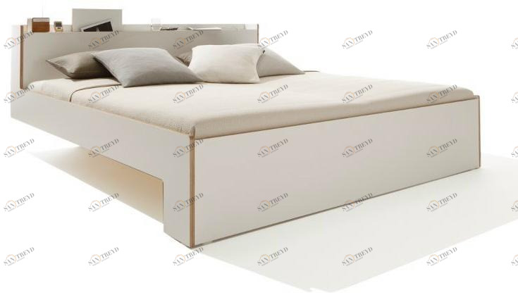 Müller Small Living Двуспальная кровать из дерева с контейнерным изголовьем sun-id-1395715