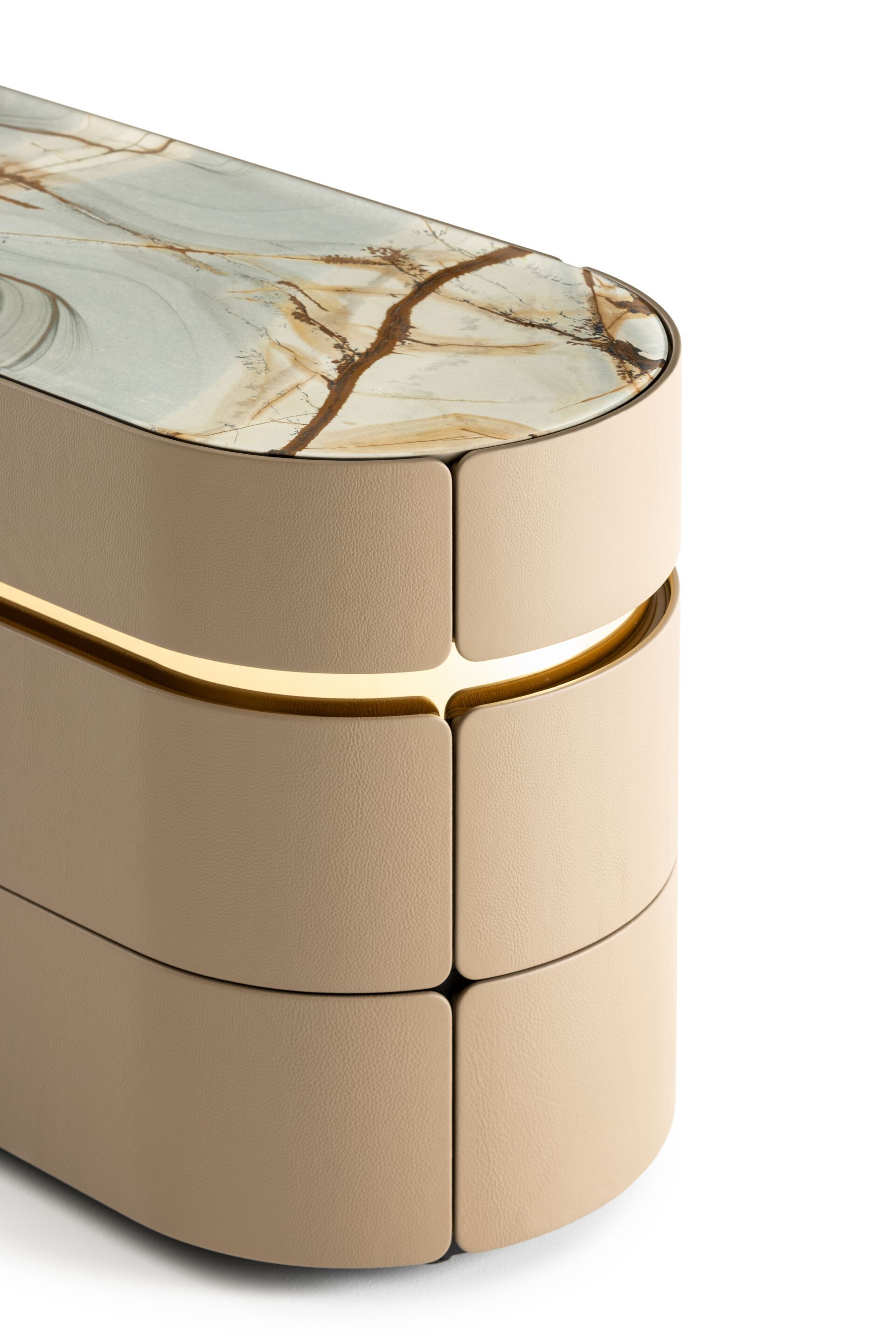 Комод из ясеня с кожаной обивкой Flou Тоши ARCH-00002322 - Вид №1