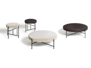 Круглый кожаный пуф