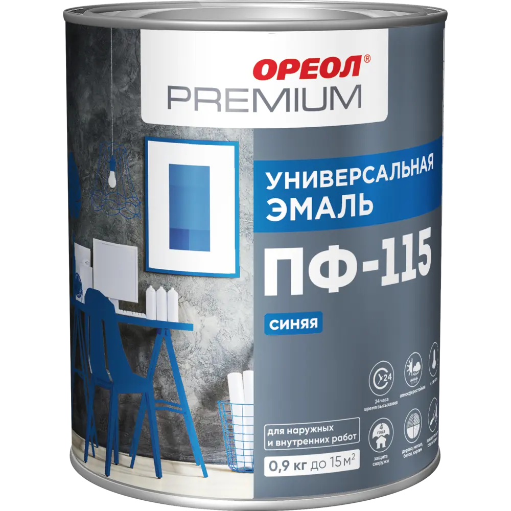 Эмаль Ореол Premium ПФ-115 глянцевая цвет синий 0.9 кг 82210115 STLM-2003251  - Вид №1