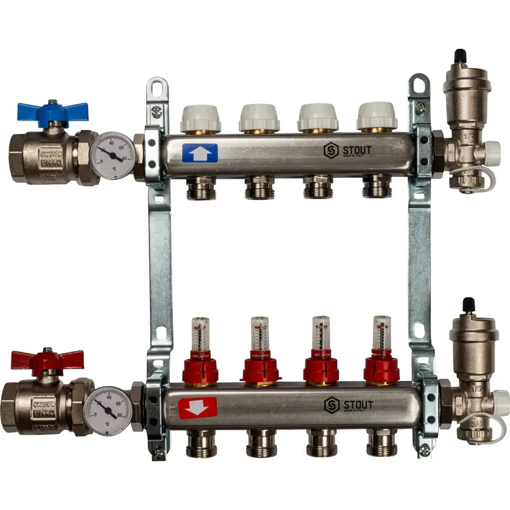 Коллекторная группа STOUT с расходомером для систем отопления 84868378 STLM-0942287